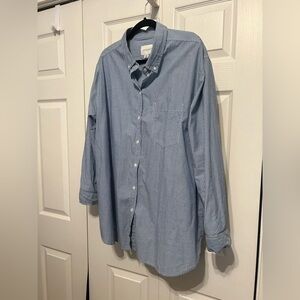American Eagle Blue & White Striped Button-Down